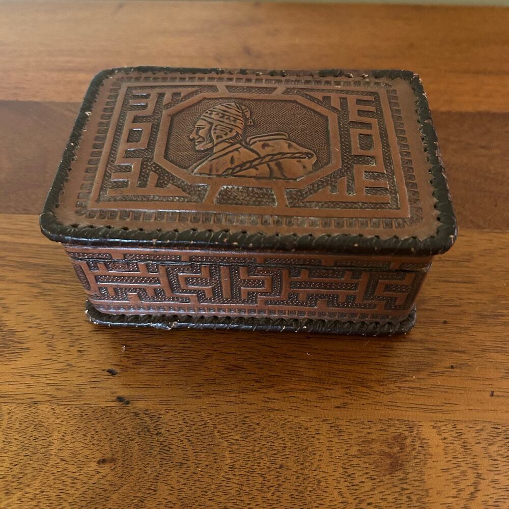 Vintage Peruvian Leather Box IBANEZ Industria Peruana Brown Leather